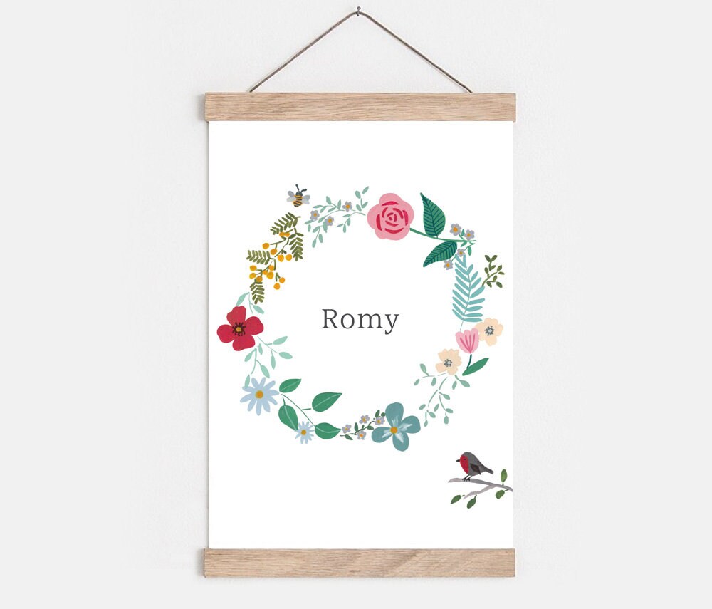 Affiche Personnalisée Fleurs et Rouge Gorge