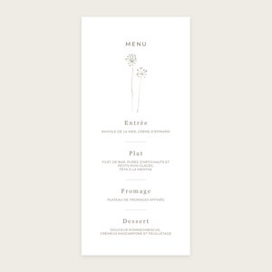 Menu de mariage Thème Cosy