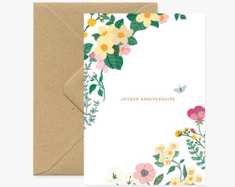 Carte fleurie Joyeux Anniversaire