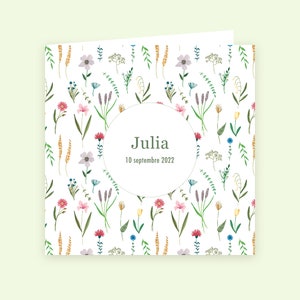 Faire-part de naissance personnalisé 4 pages Fleurs des champs