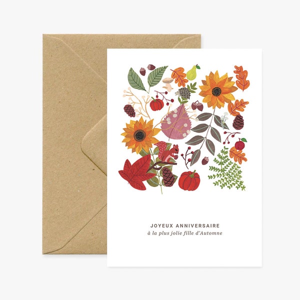 Carte anniversaire Fille d'automne