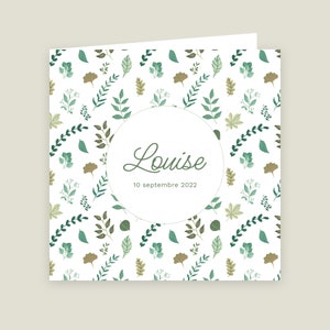 Faire-part de naissance personnalisé 4 pages Feuilles