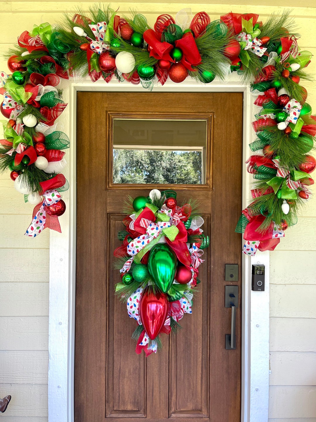 Christmas Garland in Red & Green 9ft Christmas Garland - Etsy