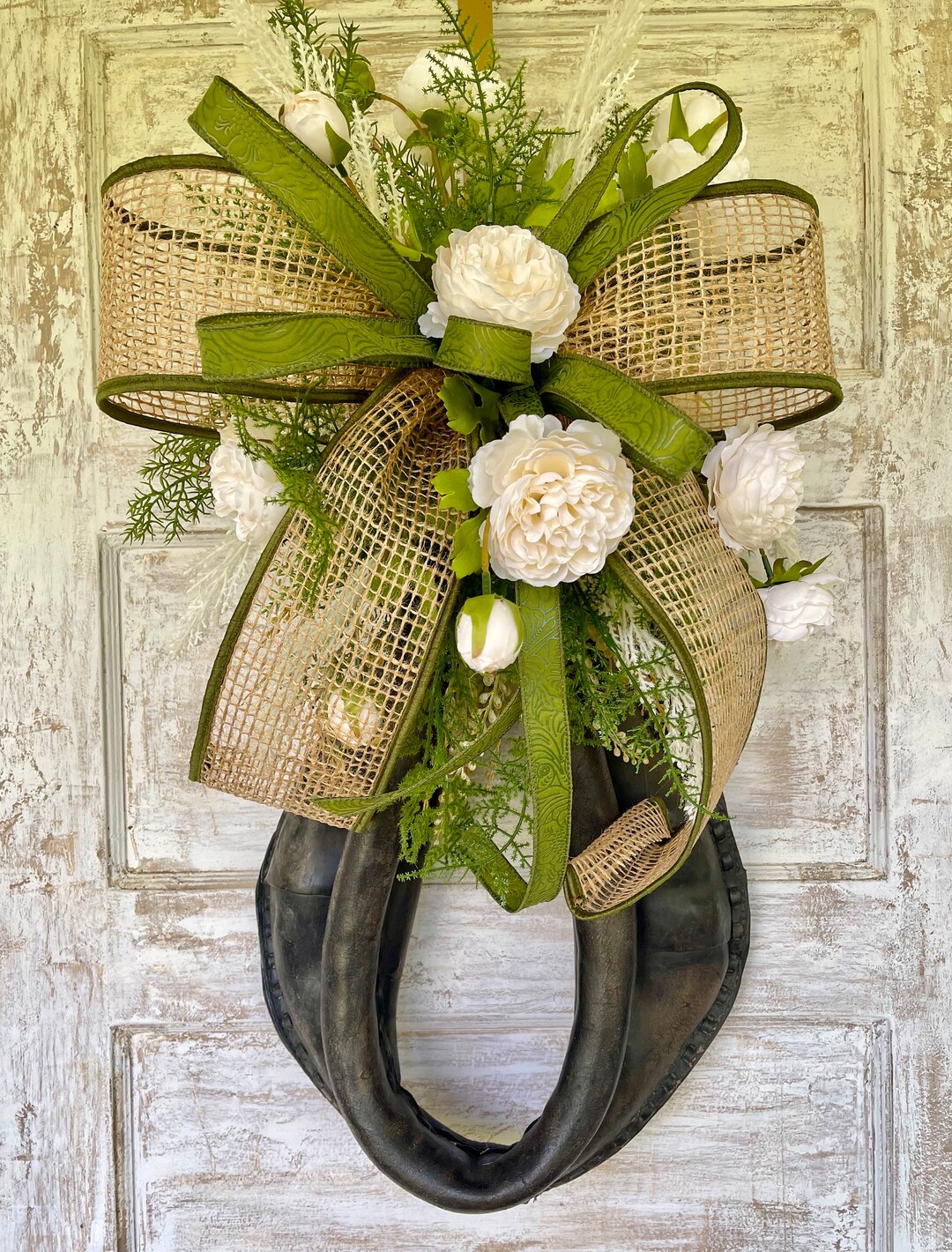 Horse Equestrian Wreath, Rustic Horse Collar Wall Art, Cowboy Horse