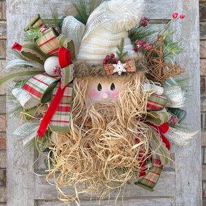 Handcrafted Rustic Santa Wreath: Farmhouse Christmas Decor (23&quot;)