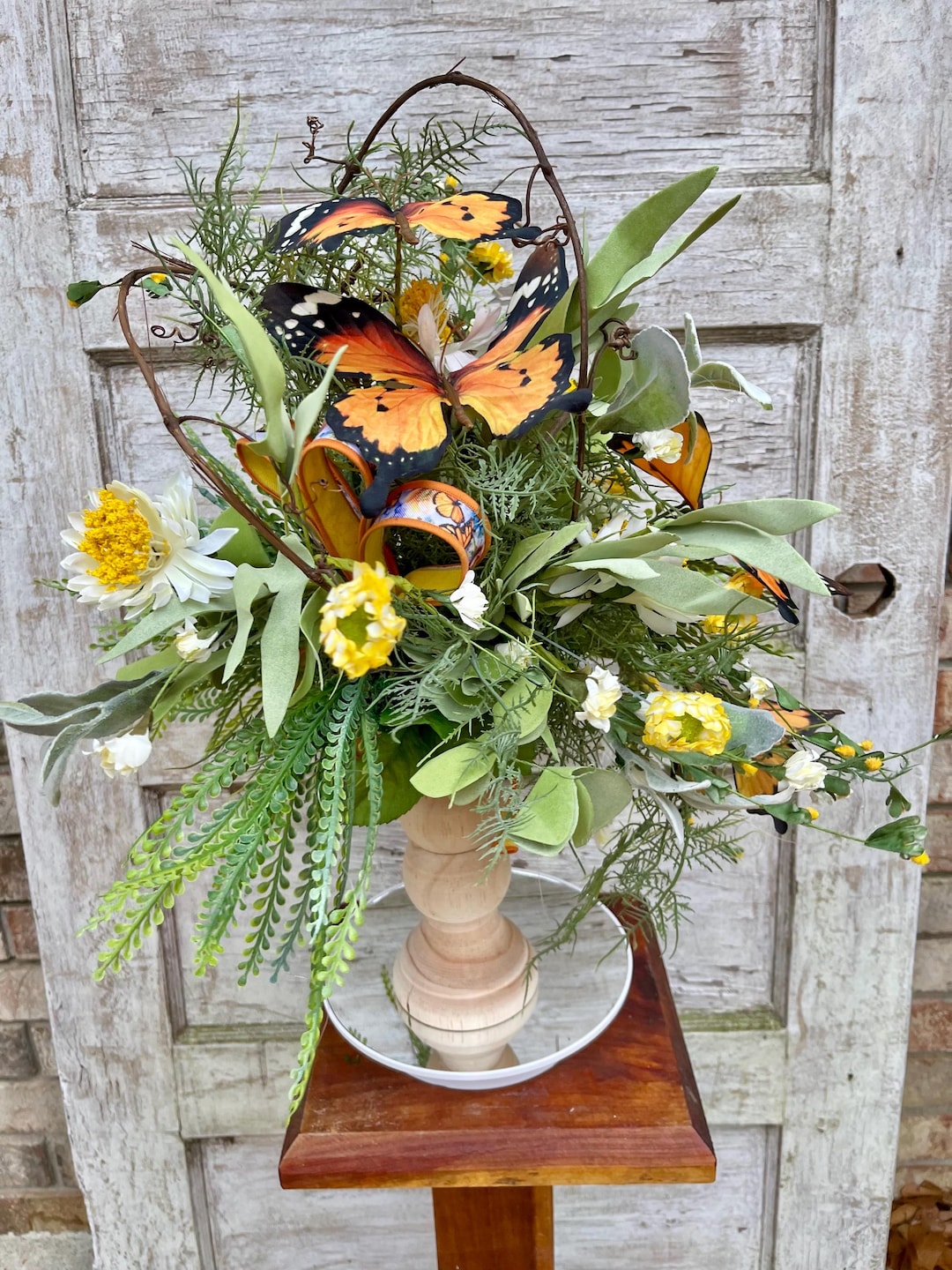 Butterfly Centerpiece Arrangement, Porch Set, Fireplace Decor, Spring ...