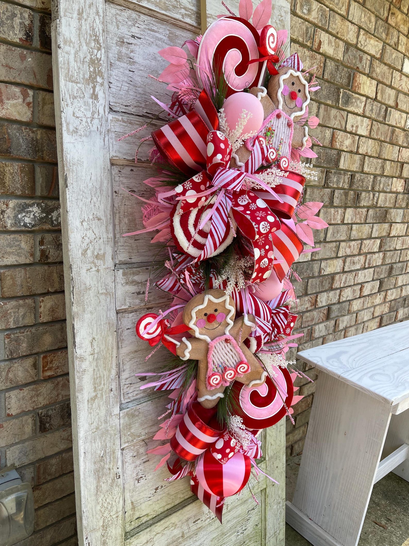 Gingerbread Christmas Swag: Peppermint Candy Holiday Wreath, Lollipop ...
