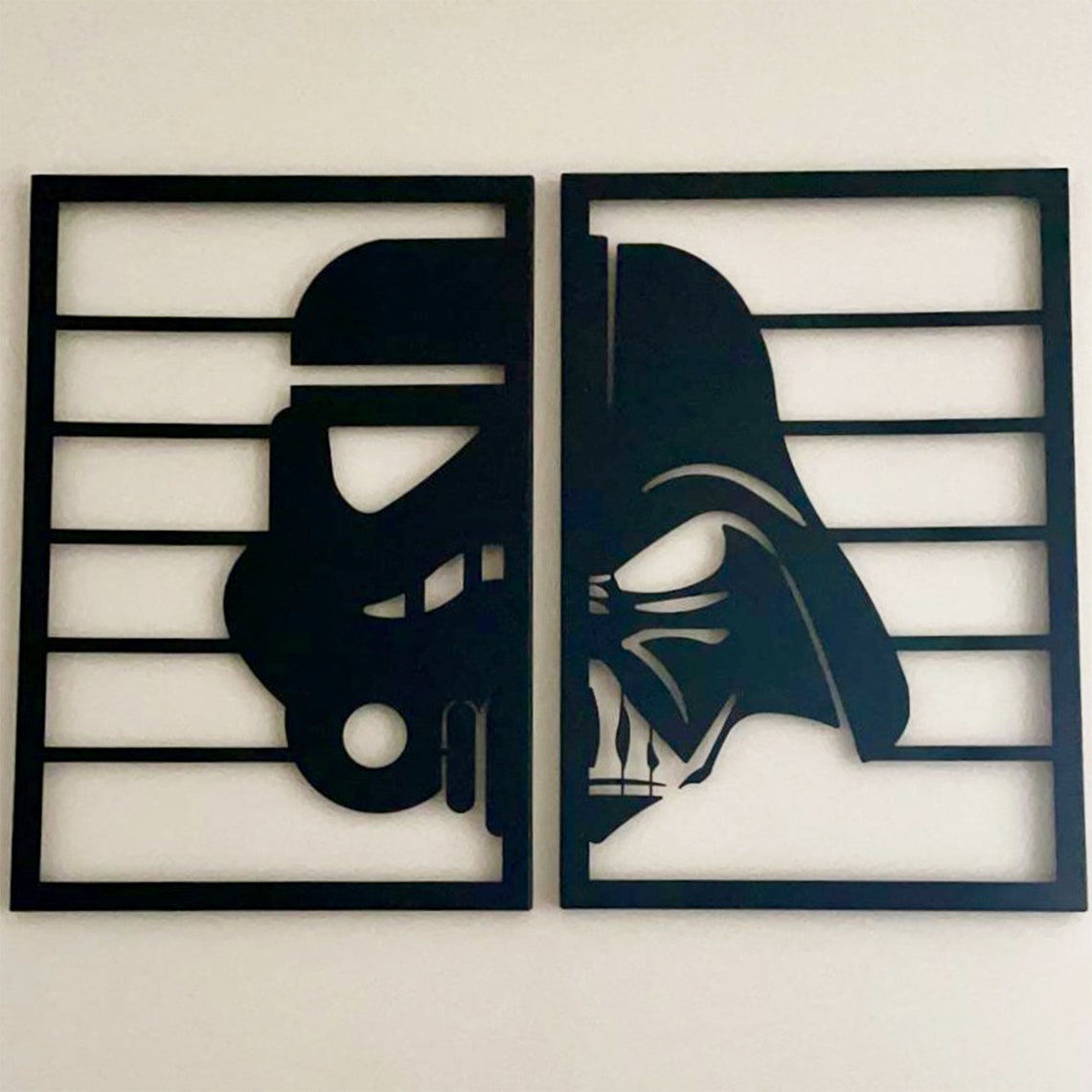 Star Wars Metal Wall Art Set Darth Vader Wall Decor Star Etsy