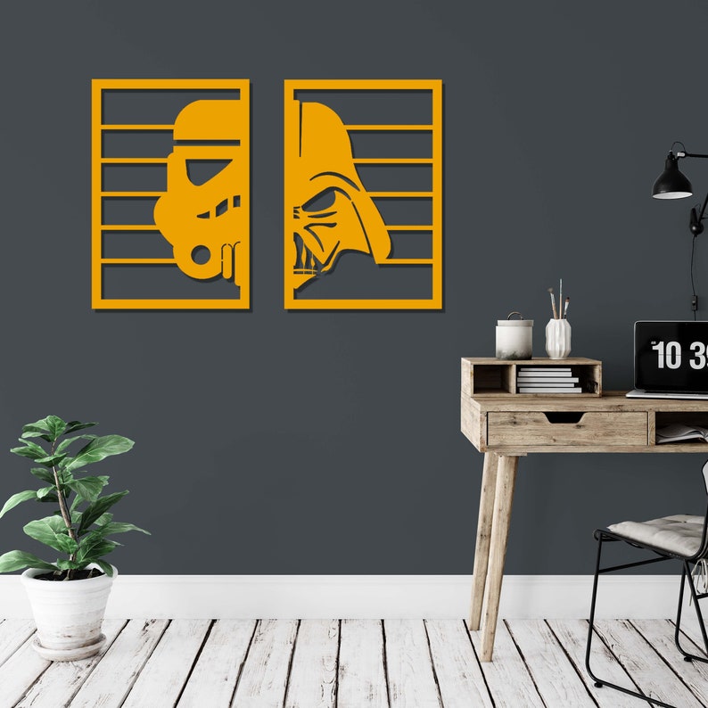Star Wars Metal Wall Art Set Darth Vader Wall Decor Star Etsy