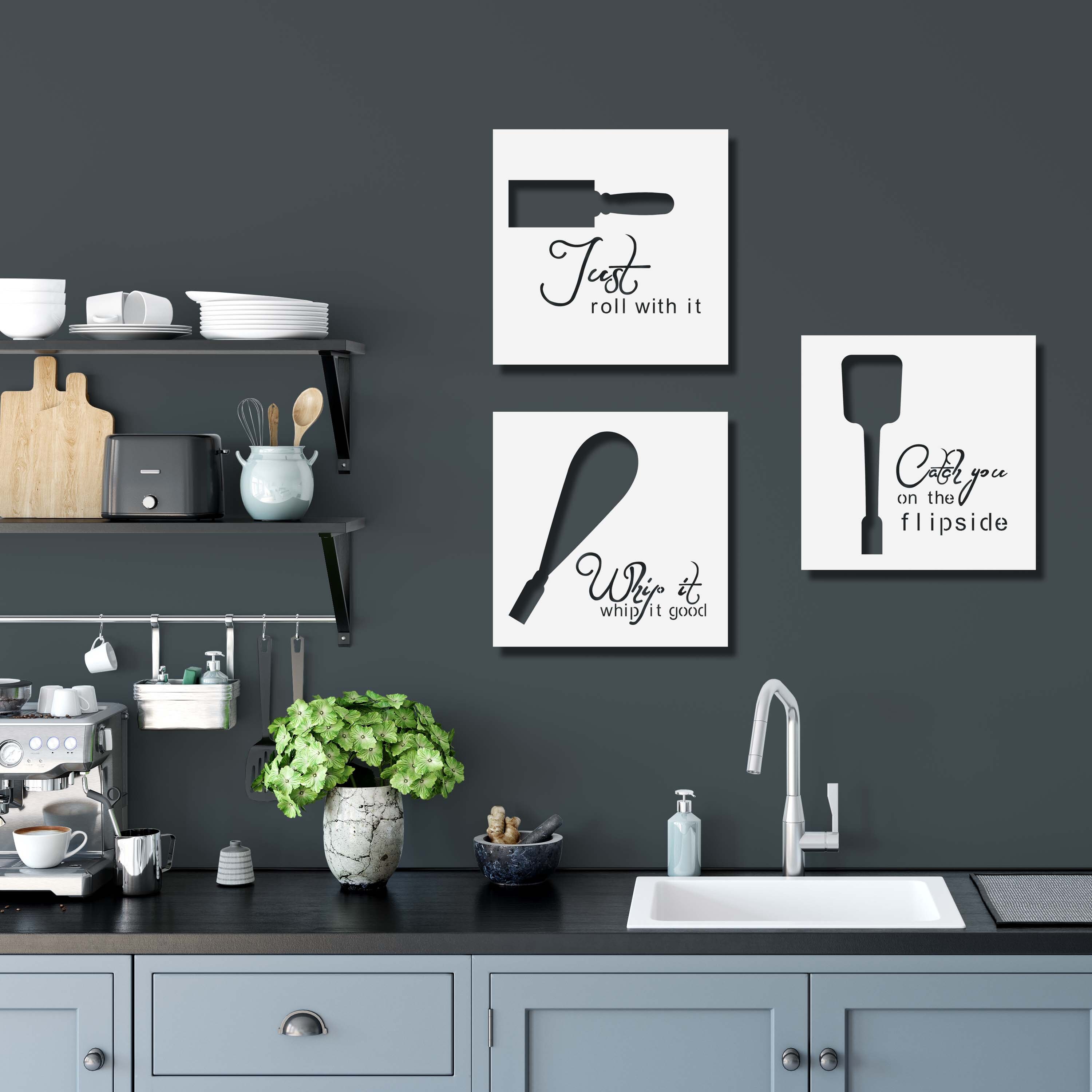 3 Kitchen Wall Decor Bundle Metal Wall Art Set Kitchen Wall | Etsy