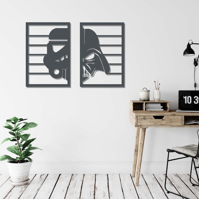Star Wars Metal Wall Art Set Darth Vader Wall Decor Star Etsy