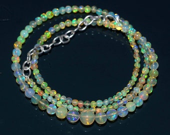 Natural Ethiopian welo opal smooth round balls necklace natural opal round balls,opal balls necklace:bo12 6x3mm