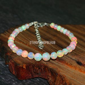 Ethiopian Opal Bead Bracelet: Handmade Gemstone Jewelry