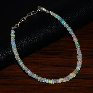 Natural Ethiopian Welo Fire Opal Rondelle Bead Bracelet