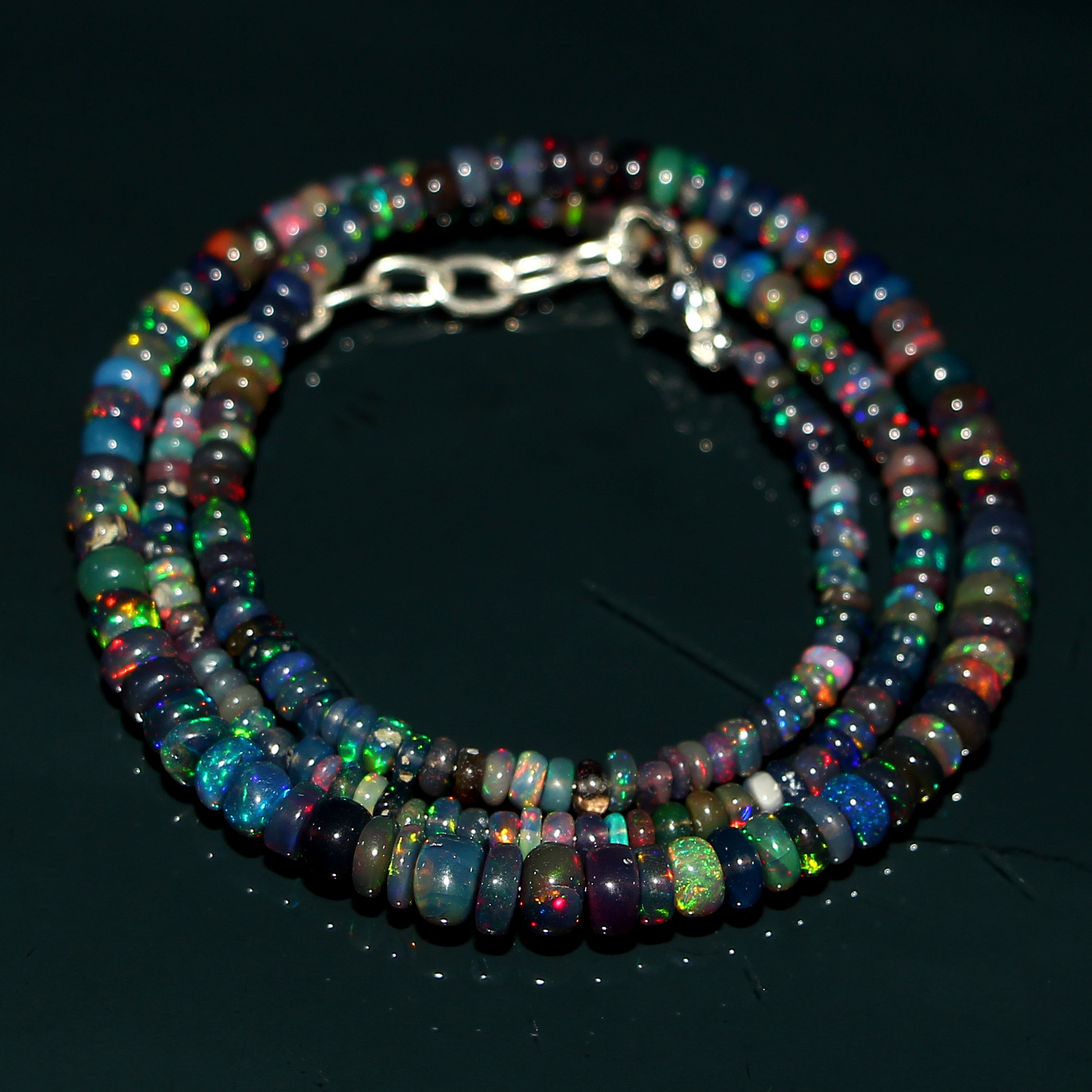 Opal & Onyx Bead Necklace — BLKWD