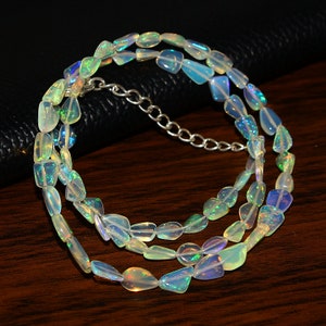 Fire Opal Tumble Bead Necklace, Opal Beaded Necklace, Opal Tumble Necklace, Fire Opal Necklace, Opal Jewellery, Handmade Opal Jewellery