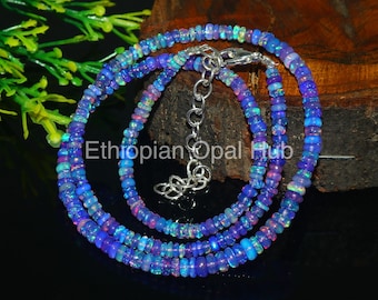COLLIER MALA EN perles d'opale de feu Welo éthiopienne naturelle, 54.50