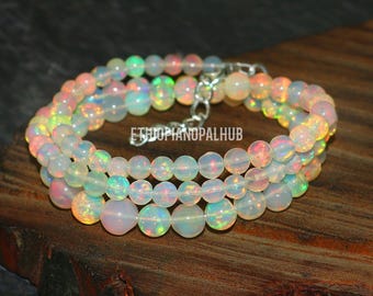 Ethiopian Opal Bead Necklace: Handmade Round Opal Jewellery