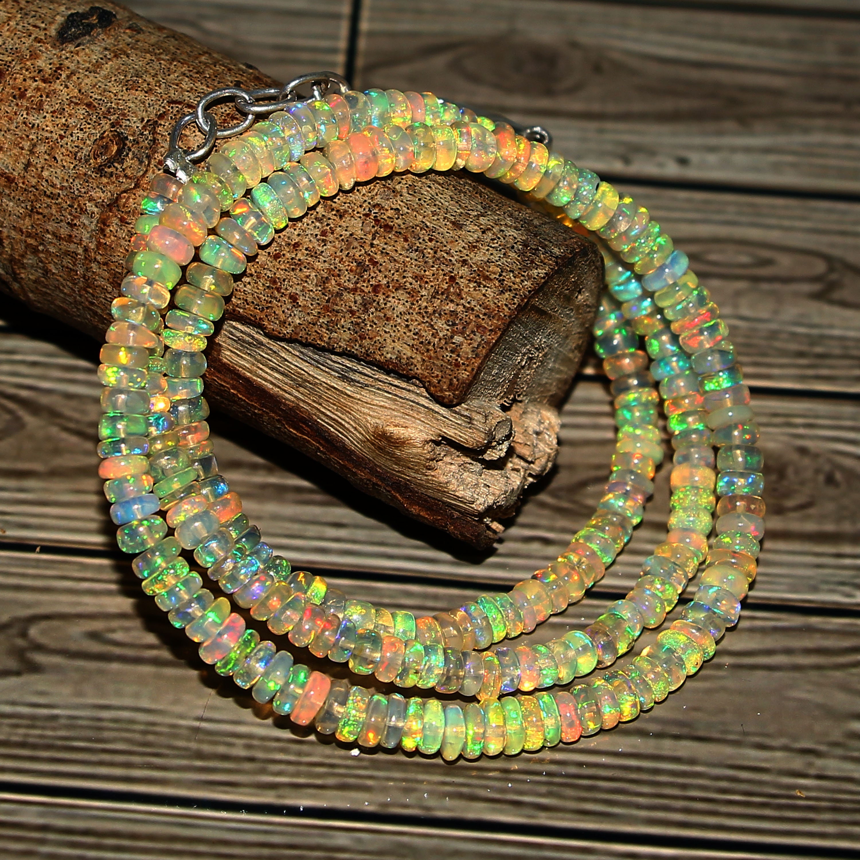 ethiopian opal rondelle bead necklace #72 ethiopian opal rondelle bead necklace #72