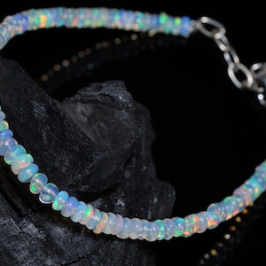 Natural Ethiopian welo fire Opal bead beautiful Bracelet. Opal rondelle bead bracelet. Opal bracelet. Opal man bracelet. Opal women bracelet