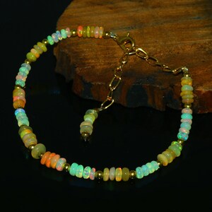 Ethiopian Opal Bracelet: Genuine Fire Opal Beaded Jewelry