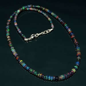Genuine Ethiopian Multi Welo Fire Black Opal Rondelle Bead Beautiful ...