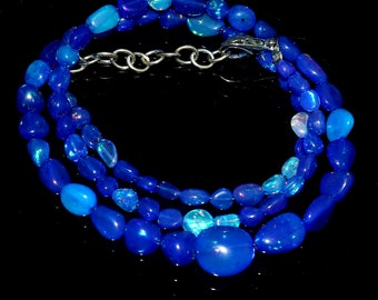 Blue Opal Tumble Necklace - blue Opal Nugget Bead Necklace - Opal Necklace - blue opal bead necklace - fire opal necklace - opal jewelry #22