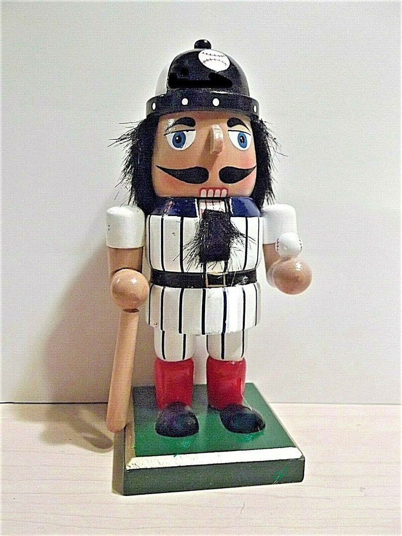4 Wooden Nutcracker Baseball Player with Bat and Ball Etsy