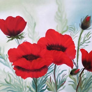 Digital art print &quot;Poppies&quot; oil on canvas, digital art print for download, as a birthday gift or other occasions.