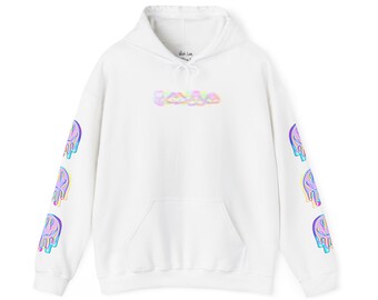 PLUR - Techno-Color Sacred Geometry Happy Acid Melt - Sweat-shirt à capuche unisexe Heavy Blend