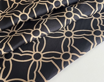 Exclusive Italian silk twill fabric, very beautiful print, premium quality, color: black