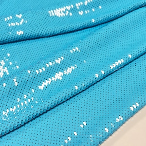 Exclusive Italian sequin fabric, designer fabric, luxury fabric, ready-to-wear fabric, premium quality, color: sky blue