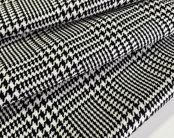 Italian Wool Fabric, 100% Pure Virgin Italian Wool Fabric, High Quality Wool, Premium Quality, Color: Black and White, Last piece 80 cm