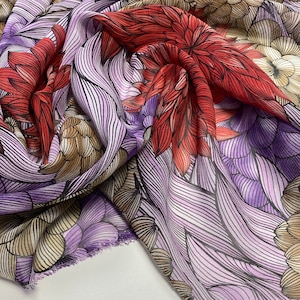 Italian silk chiffon fabric, best quality, designer fabric, designer print