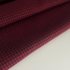 Italian famous designer fabric, 100% wool fabric, houndstooth pattern fabric, premium quality, color: black-red wine, last piece 1.70 meters