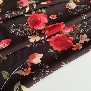 Italian viscose marocaine fabric, beautiful floral print, designer fabric, high quality, sold by the meter