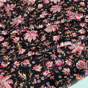 Exclusive Italian viscose - light satin fabric, beautiful print, designer fabric, high quality, like silk, sold by the meter