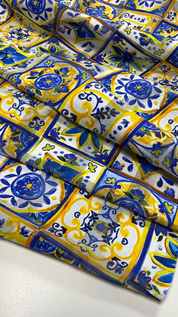 Italian Cotton Fabric Designer Fabric Sicilian Print Best Etsy