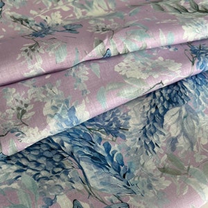 Exclusive Italian linen fabric, designer fabric in famous designer style, high quality, color: light purple