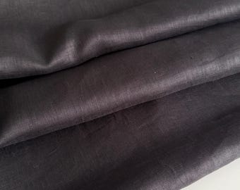 Italienskt linnetyg, högmodernt tyg, tunt och mjukt, hög kvalitet, färg: svart, sista stycket 80 cm