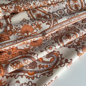 Exclusive Italian linen fabric, designer fabric in designer Etro style, high quality, color: orange-beige, panel fabric