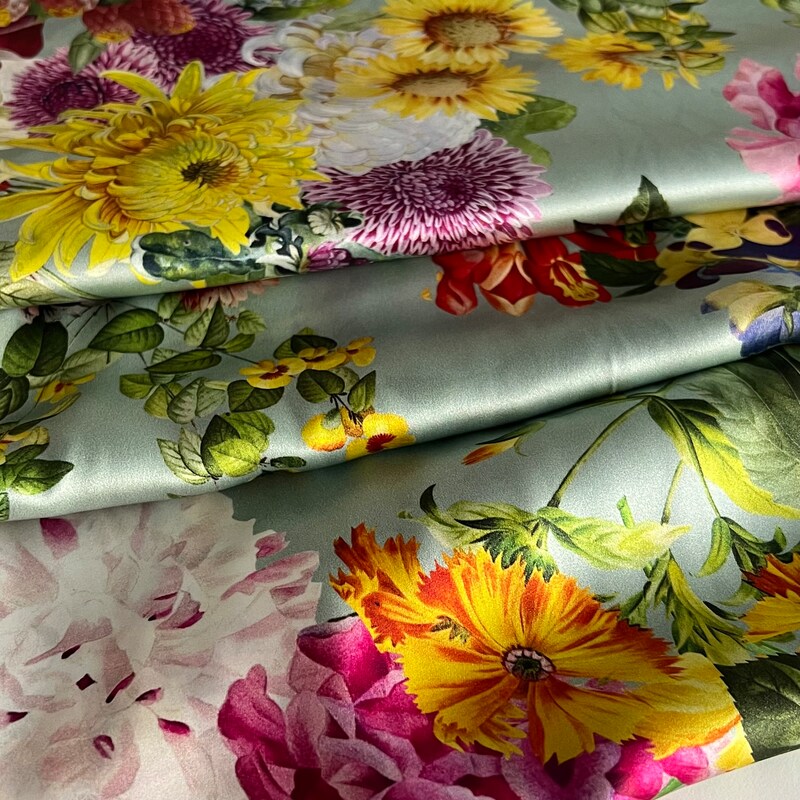 Graceful Floral Art Silk Fabric main image 0