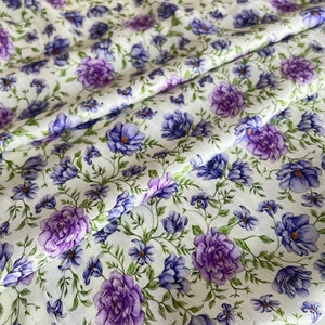 Italian viscose fabric, floral print with lurex thread, designer fabric, sold by the meter