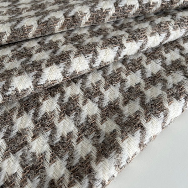 Tejido exclusivo de LANA-TWEED de alta calidad, tejido de diseño, alta calidad, muy suave, color: beige