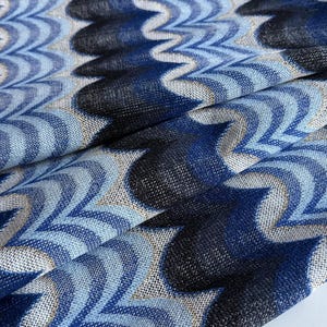Italian designer poly-viscose fabric, designer fine knit, famous designer style, color: blue, meter