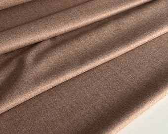 Italian Wool Fabric, V.B. Canonico, Italian wool fabric, premium quality, soft and thin, color: dark beige melange, extra wide