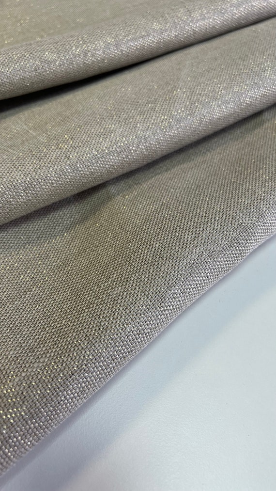 Italienischer Leinen Stoff, Designer Stoff mit goldenere  Lurex Faden , Hochwertige Qualität, Luxus Stoff