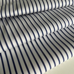 Exclusive, high-quality cotton-soft fabric, famous designer style, premium quality, stripe print, color: blue, last piece 1 meter