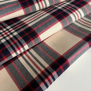 Italian designer wool fabric, coat fabric, doubleface fabric, premium quality, color: beige, checked fabric, extra wide 1.60 meters