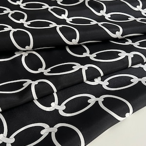 Italian silk crepe de Chine fabric, designer style, silk fabric, color: black, sold by the meter